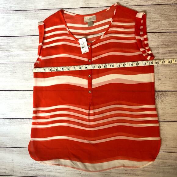 LOFT Petite Womens Striped Sheer Blouse - Picture 10 of 11